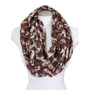 Infinity Scarf Brown Flying Geese Print Lightweight Cotton Blend